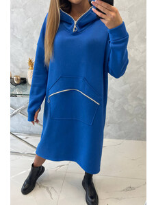 KESI Dlouhé zateplené šaty s kapucí modrá chrpa