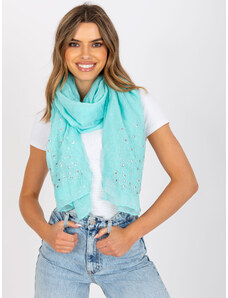 Fashionhunters Světle modrý vzdušný šátek s aplikací