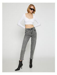 Koton High Waist Jeans High Waist Slightly Skinny Leg - Mom Slim Jean