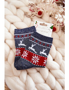 Kesi Dámské vánoční ponožky lesklé sobověnámořnická modrá