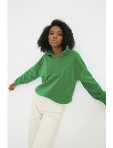 Trendyol Emerald Zipper Detailed Fleece Knitted Sweatshirt