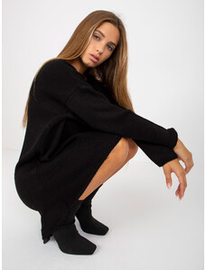 Fashionhunters OCH BELLA černý oversize svetr s delším zadním dílem