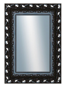 DANTIK - Zarámované zrcadlo - rozměr s rámem cca 50x70 cm z lišty ROKOKO černá lesklá (2632)