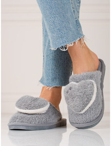 Gray women's slippers with Shelvt heart