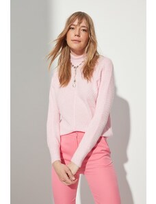 Trendyol růžový vlněný stojací pletený svetr