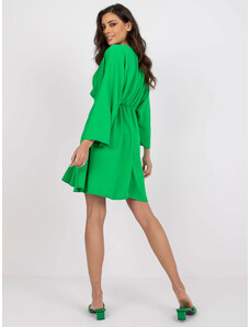 Fashionhunters Zaynovy tmavě zelené volánové šaty