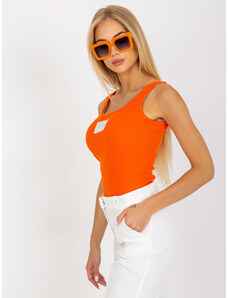 Fashionhunters Oranžový top z žebrované bavlny OCH BELLA