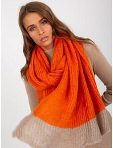Fashionhunters Oranžová a béžová dvoubarevná pletená šála