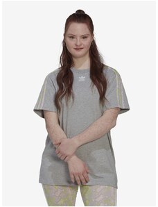Šedé dámské žíhané oversize tričko adidas Originals - Dámské