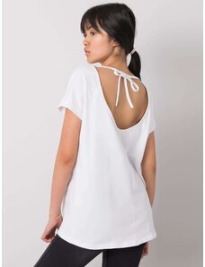 Fashionhunters Dámské bílé jednobarevné tričko