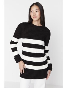 Trendyol Black Thick Striped Ribbed Knitwear Sweater
