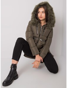 Fashionhunters Dámská khaki zimní bunda s kapucí