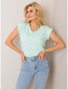 Fashionhunters Jednoduché dámské tričko ve světlé mint barvě