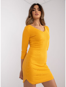 Fashionhunters Zářivě oranžové pruhované šaty od Danielle RUE PARIS
