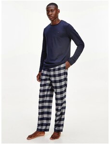 Tmavě modré pánské kostkované pyžamo Tommy Hilfiger - Pánské