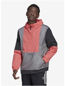 Růžovo-šedá pánská lehká bunda s kapucí adidas Originals - Pánské