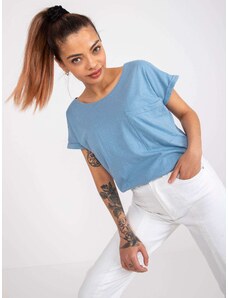 Fashionhunters Základní světle modré dámské tričko Ventura