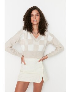 Trendyol Stone Crop Soft Textured Patterned Knitwear Sweater