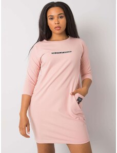 Fashionhunters Dusty růžové bavlněné šaty plus velikosti