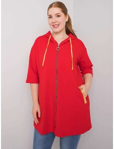 Fashionhunters Dámská červená mikina plus size se zapínáním na zip