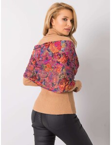 Fashionhunters Pudrově růžový šátek s květinovými vzory