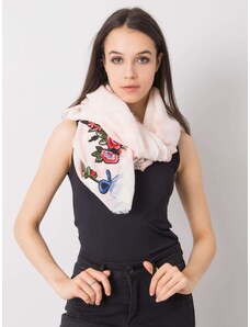 Fashionhunters Dámský broskvový šátek s barevnými nášivkami