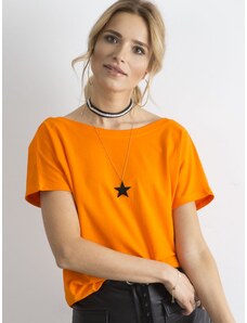 Fashionhunters Oranžové tričko se zadním výstřihem