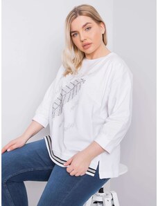 Fashionhunters Oversized bílá halenka s krystaly