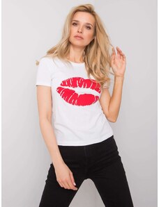 Fashionhunters OCH BELLA Bílé bavlněné tričko s potiskem