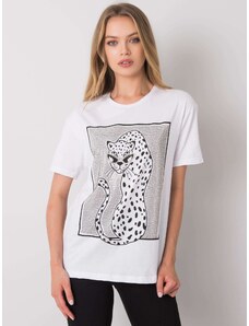 Fashionhunters Nadměrné bílé bavlněné tričko