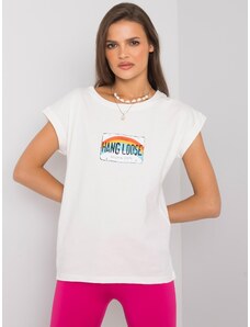 Fashionhunters Dámské bavlněné tričko Ecru