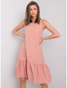 Fashionhunters Zaprášené růžové šaty s volánem od Jossie RUE PARIS