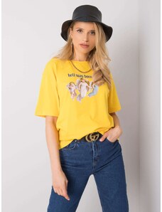 Fashionhunters Žluté tričko s potiskem Jasmine RUE PARIS