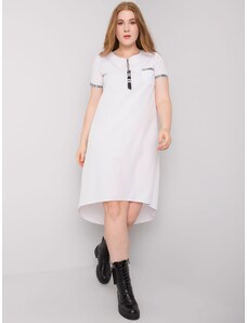 Fashionhunters Větší bílé bavlněné šaty