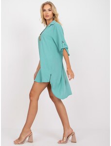 Fashionhunters Mint vzdušné oversize košilové šaty