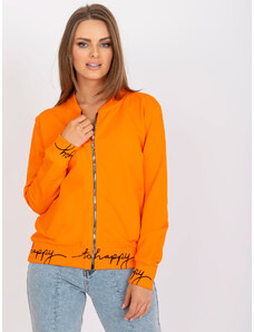 Fashionhunters Oranžová dámská mikina bez kapuce na zip
