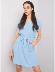 Fashionhunters Modré šaty s kapsami
