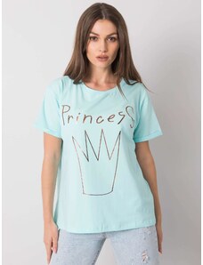 Fashionhunters Mint dámské bavlněné tričko s potiskem