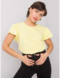 Fashionhunters Dámské bavlněné tričko žluté barvy