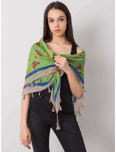 Fashionhunters Zelený šátek s barevným potiskem