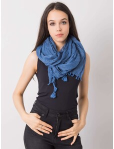 Fashionhunters Tmavě modrý dámský šátek s třásněmi