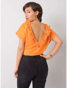 Fashionhunters Oranžová halenka s výstřihem na zádech
