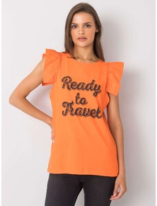 Fashionhunters Oranžová halenka pro ženy s potiskem