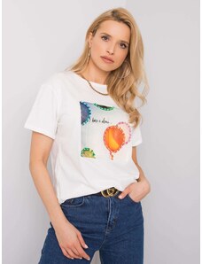 Fashionhunters Bílé tričko s flitry
