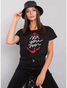 Fashionhunters Černé tričko s nápisem