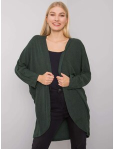 Fashionhunters Dámská pletená pelerína tmavě zelené barvy