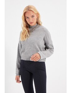 Trendyol Gray Stand Up Collar Knitwear Sweater