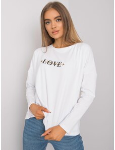 Fashionhunters RUE PARIS Bílé bavlněné tričko s dlouhým rukávem pro ženy