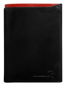 Fashionhunters Pánská černá kožená peněženka s červeným modulem