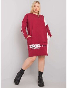 Fashionhunters Vínová tunika plus velikosti s dlouhým rukávem
